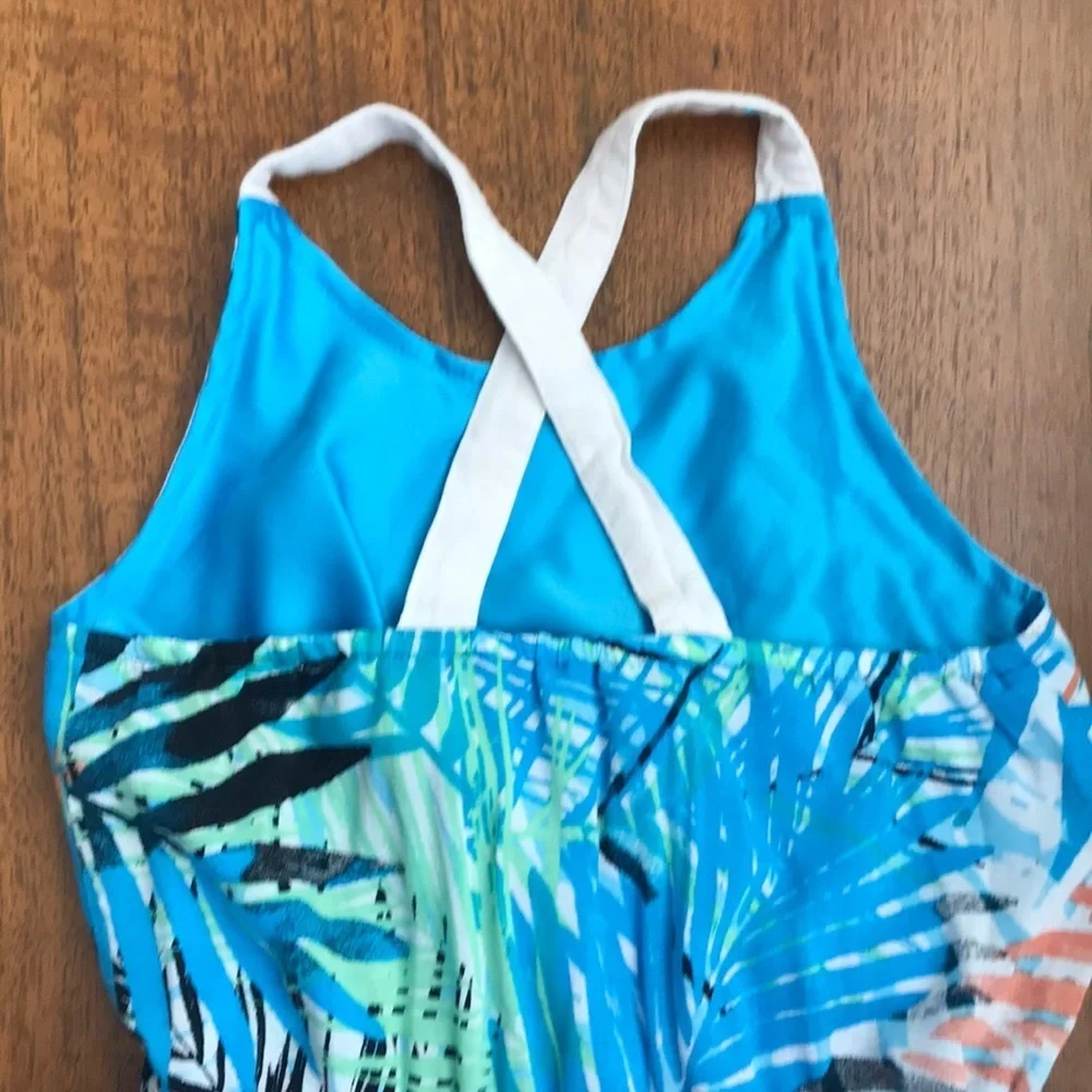 Girls DKNY Palm Frond Print Summer Dress